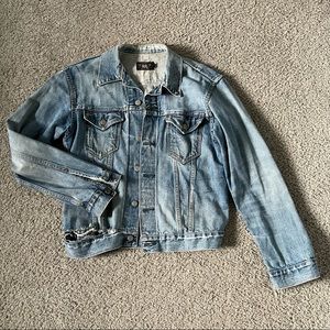 RRL Ralph Lauren Jacket Womens Denim Trucker Heavy Distressed Size Medium Double